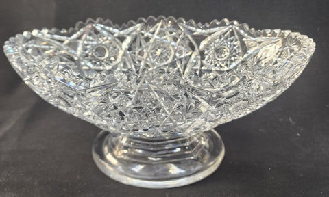 ABP cut glass pedestal oval dish