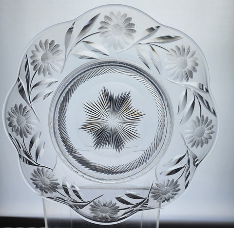 ABP cut glass Dorflinger ruffled bowl American
