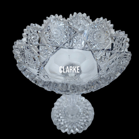 Signed Clark American Brilliant Period Cut Glass compote