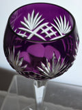 Amethyst cut  to clear glass tall hock wine