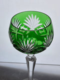 Green Cut to clear glass tall hock wine