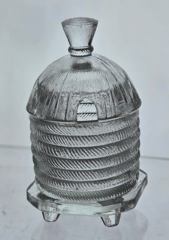 LE Smith glass clear bee hive honey jar