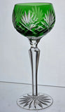 Green Cut to clear glass tall hock wine