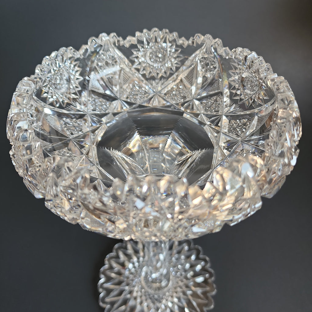 Large American hotsell Brilliant Period Cut Crystal Compote, Placed in Bubble in Cut Stem, Vintage, Antique