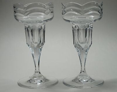 CUT GLASS pair  candle sticks - O'Rourke crystal awards & gifts abp cut glass