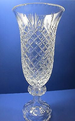 Hand cut lead  Crystal large Award vase, Can be customized 17.5" - O'Rourke crystal awards & gifts abp cut glass