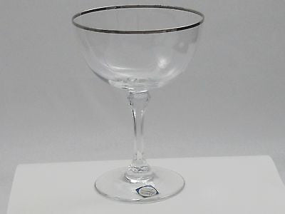 Vintage Platinum Rim CRYSTAL Etched Wine Glasses, Set of 7