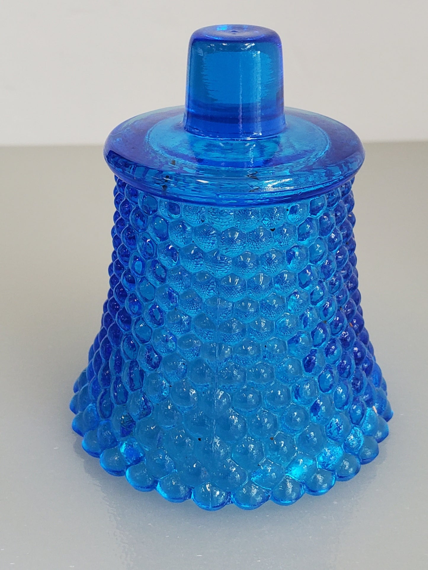 Brooks Crescent Glass blue hobnail candle cups Pair