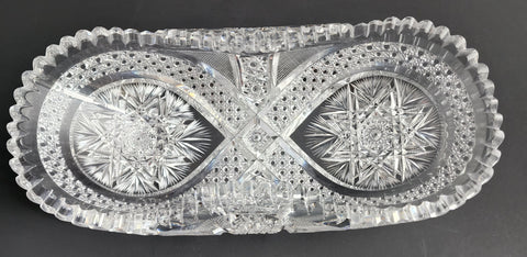 ABP American Brilliant Period Cut Glass crimped bread tray Antique