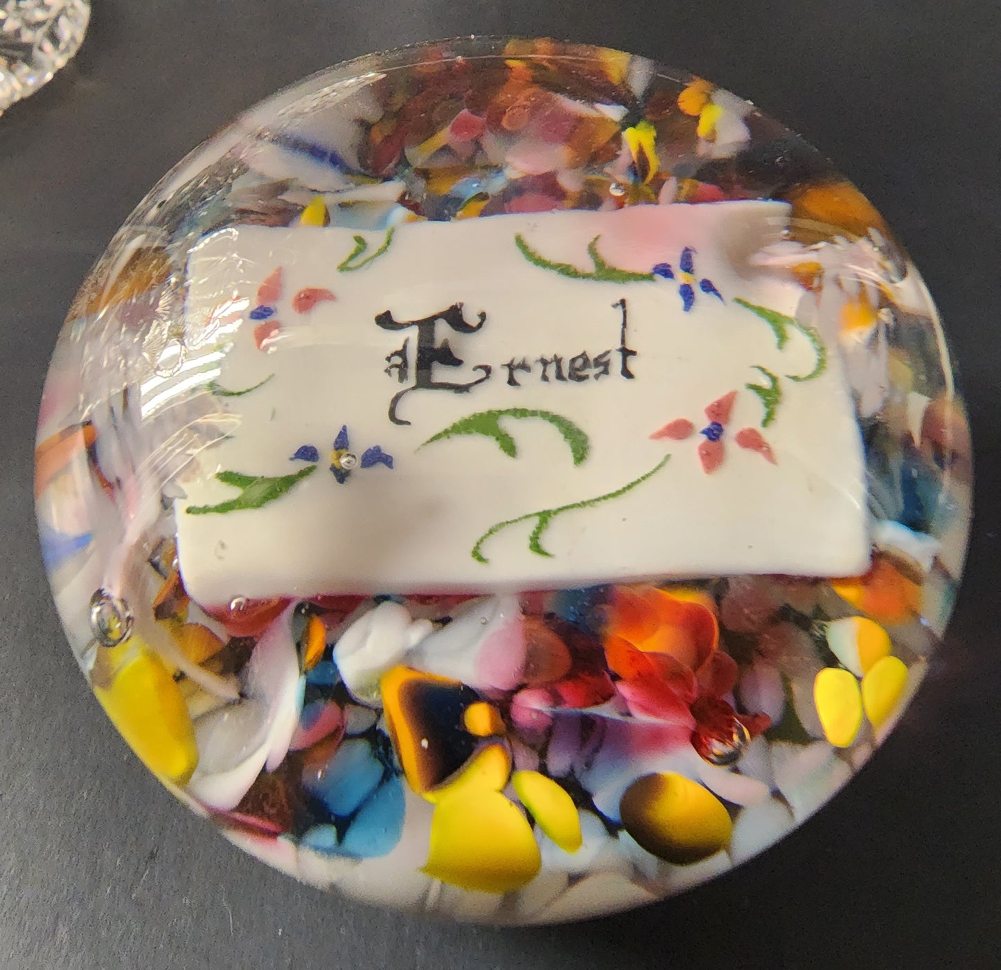 Art glass paperweight Ernest