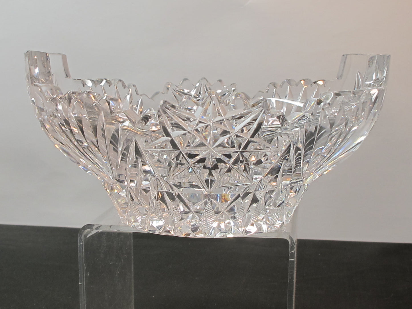 ABP cut glass handle ice tub Antique crystal Made in USA