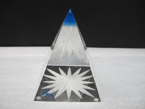 Hand Cut Sapphire Pyramid Star Award - O'Rourke crystal awards & gifts abp cut glass