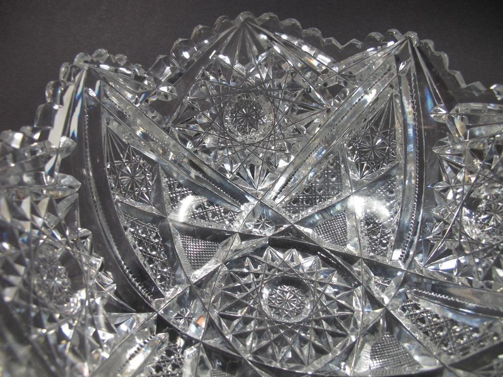 Made in the fashion USSR Crystal Bowl with Daisy, Button, Criss Cross and Hobstar Design