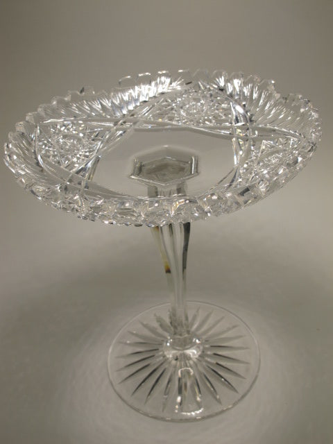 Clear Beautiful American Brilliant Period Cut Glass Compote Bowl Size 10 sale in