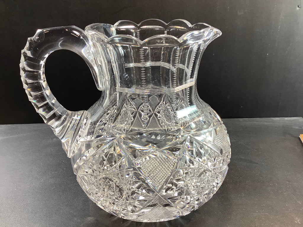 American deals Brilliant cut glass water pitcher