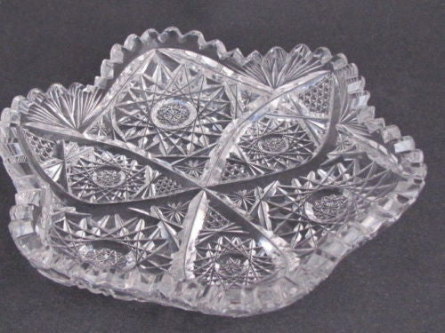 American Brilliant Period Cut Glass small blow out dish   Antique