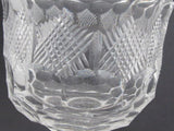 Hand cut old glass pedestal vase honeycomb auction