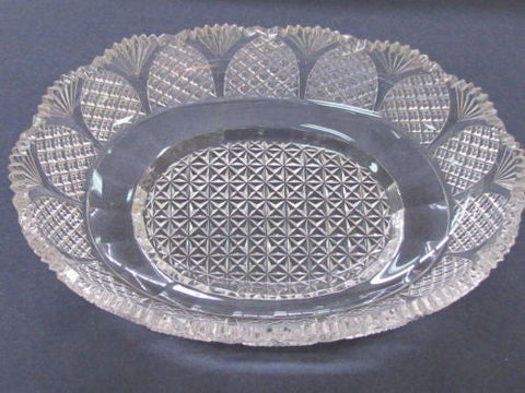 Old Cut Glass oval dish Antique Crystal  insert auction