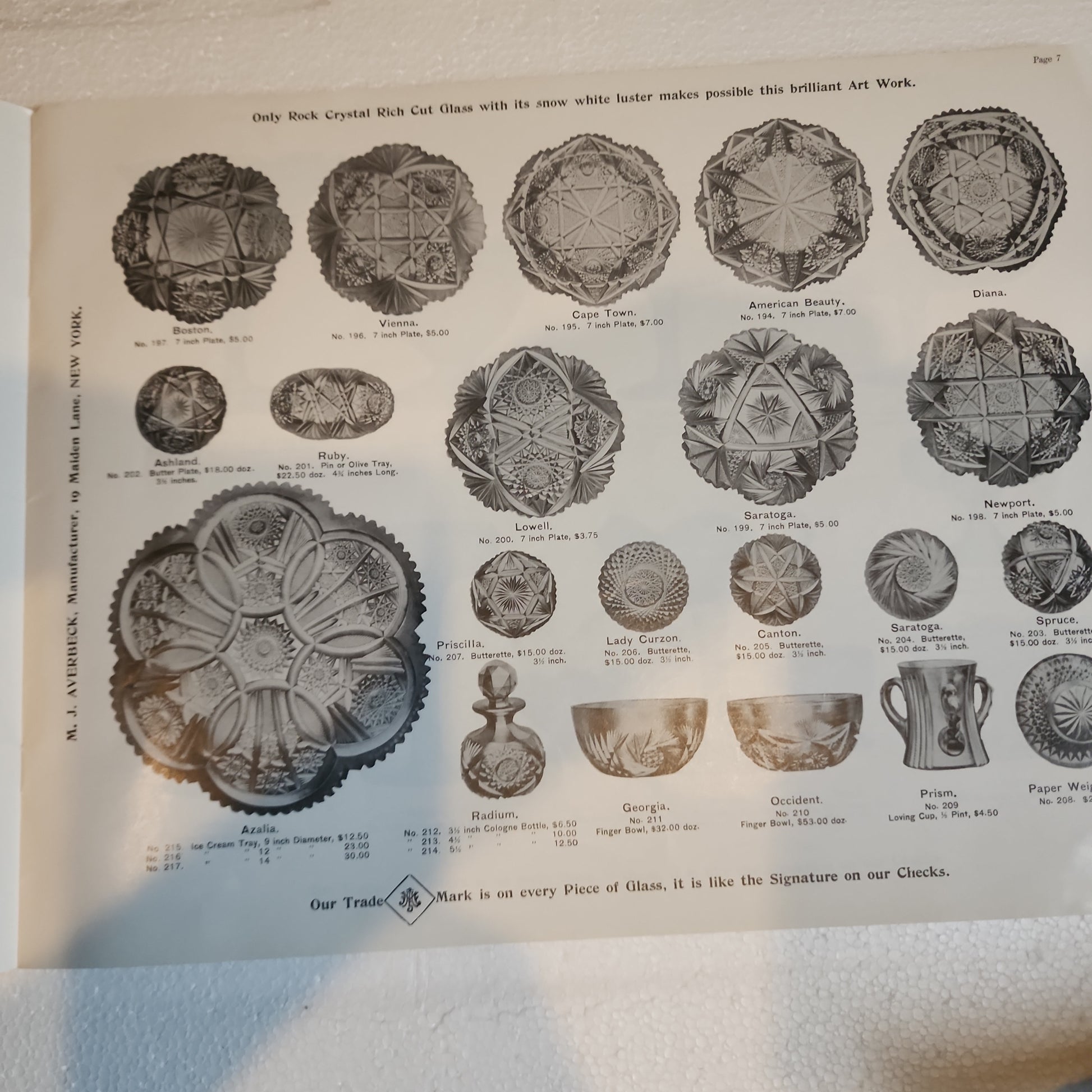 The Averbeck ACGA Rich cut glass Catalog ABP O'Rourke Crystal Awards