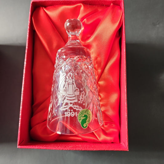 Signed Waterford cut glass 1991 Christmas bell