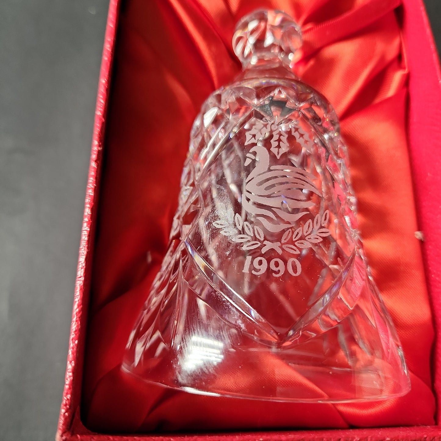 Signed Waterford cut glass 1990 Christmas bell