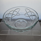 Hand cut glass bowl Celtic pattern Signed