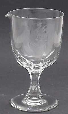 pouring glass goblet VINCIT VERITAS TRUTH CONQUERS COPPER WHEEL ENGRAVE auction