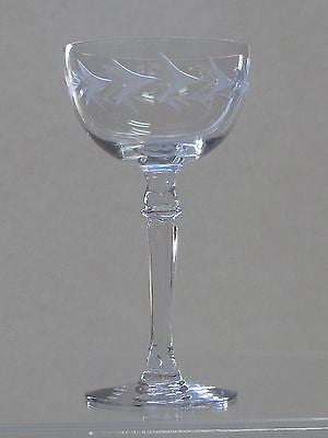 4 Fostoria Tall champagne glass Holly pattern Hand cut Crystal auction