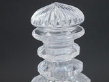 Hand Cut glass faceted 3 ring neck decanter crosscut with mushroom stopper auction