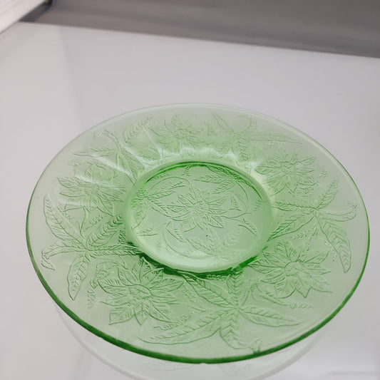 Depression Glass Jeannette poinsettia 9" plates 4 piece