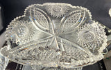 American  Brilliant Period Cut Glass crimped bread tray Antique