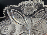 American  Brilliant Period Cut Glass crimped bread tray Antique