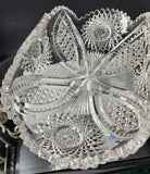 American  Brilliant Period Cut Glass crimped bread tray Antique