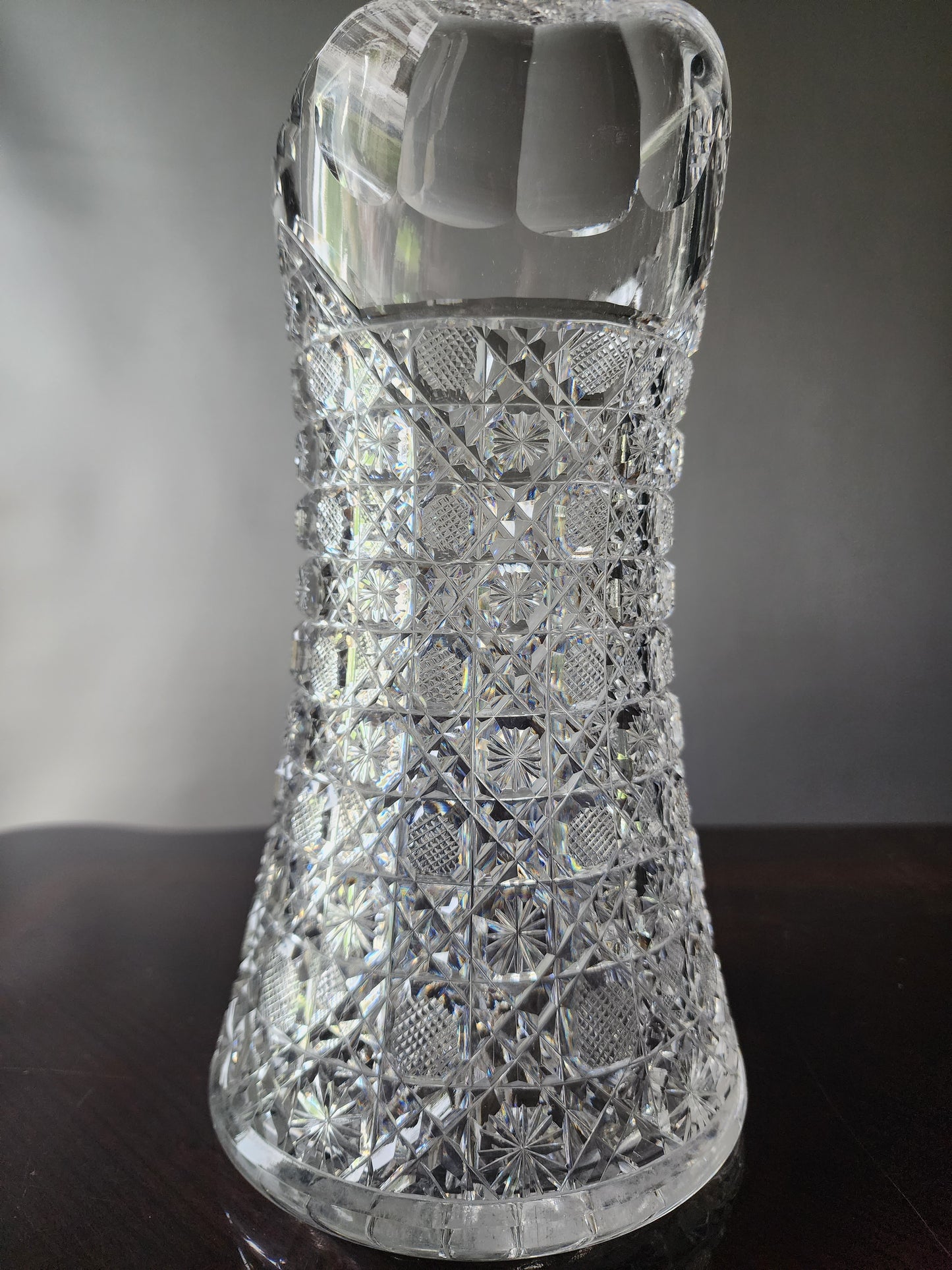 American Brilliant Period Cut Glass pitcher Antique Harvard