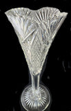 ABP Cut glass trumpet vase antique 13.5"