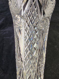 ABP Cut glass trumpet vase antique 13.5"