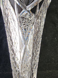 ABP Cut glass trumpet vase antique 13.5"