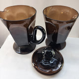 Lenox Antique sugar and creamer with lid Brown glass