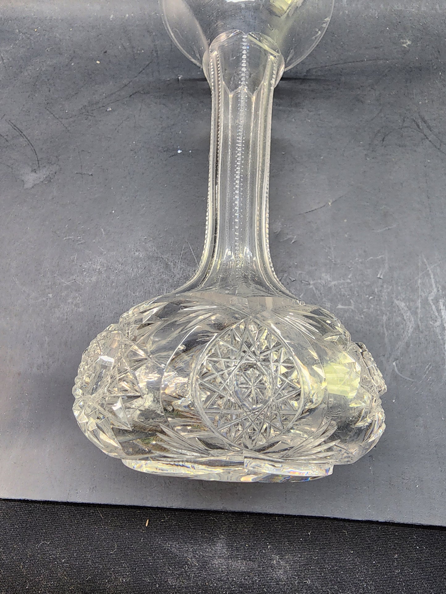 ABP cut glass vase antique fluted neck Adm