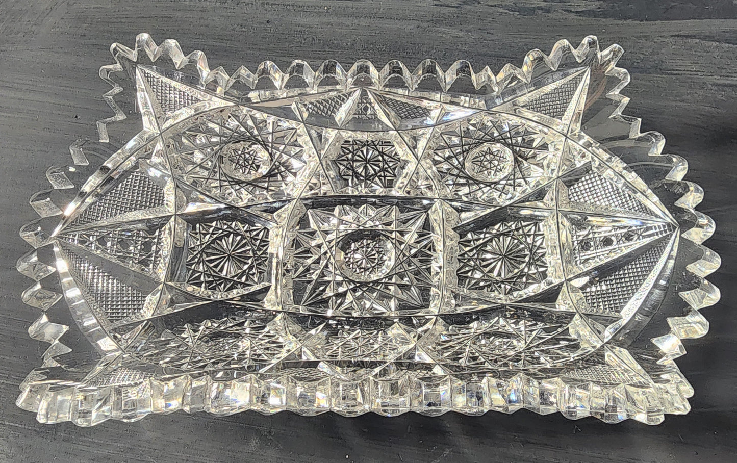 ABP Crystal Cut Glass lay down spooner dish