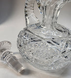 Hand Cut Glass ABP handled squat Decanter