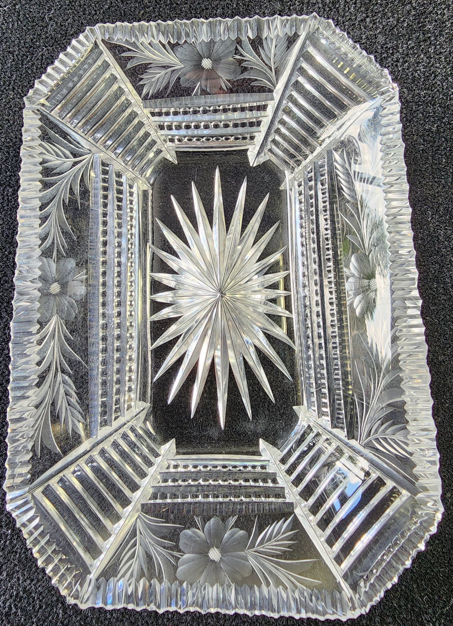 Tuthill hand cut glass triangle dish