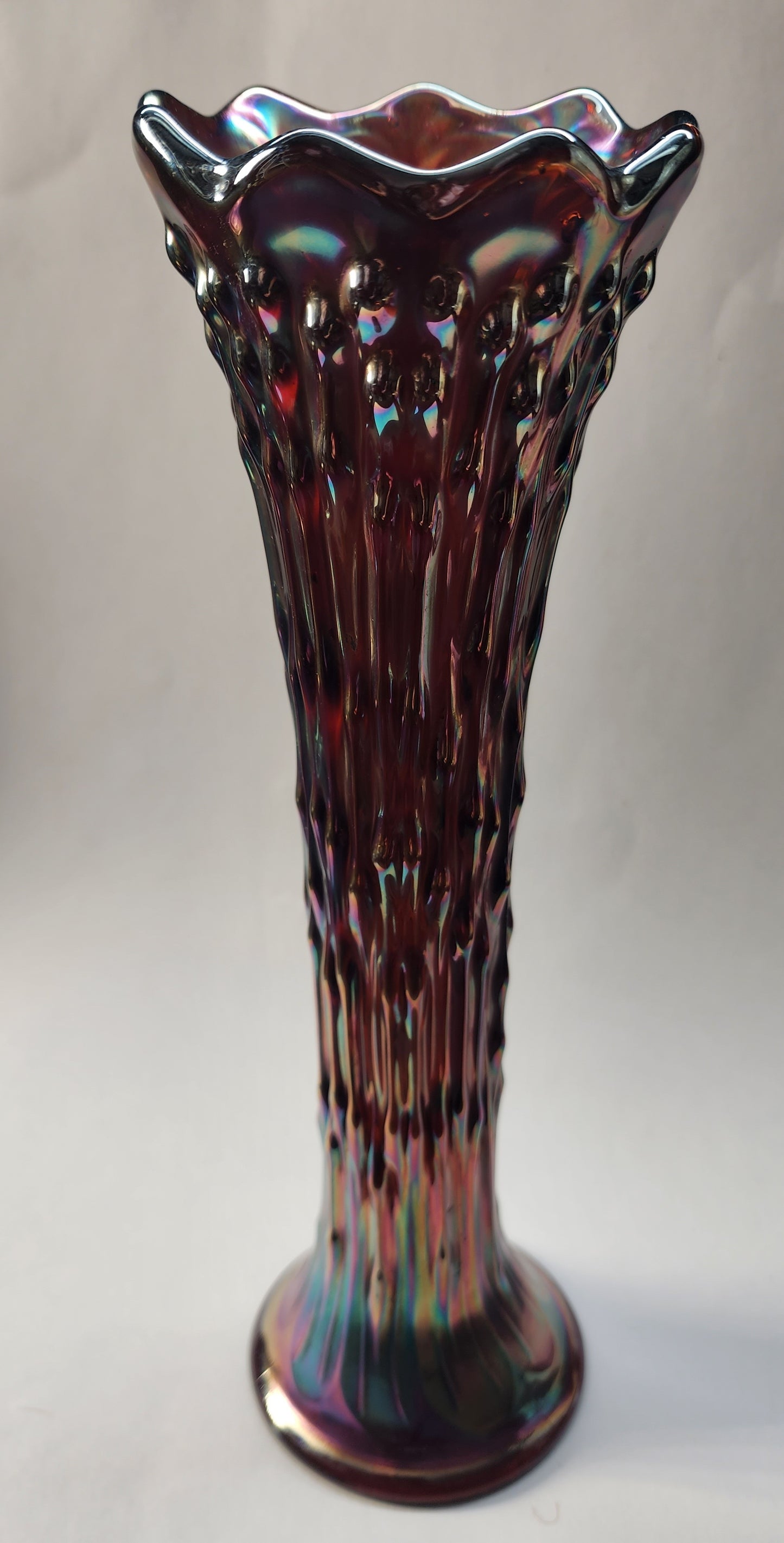 Carnival glass tree trunk vase Irn2