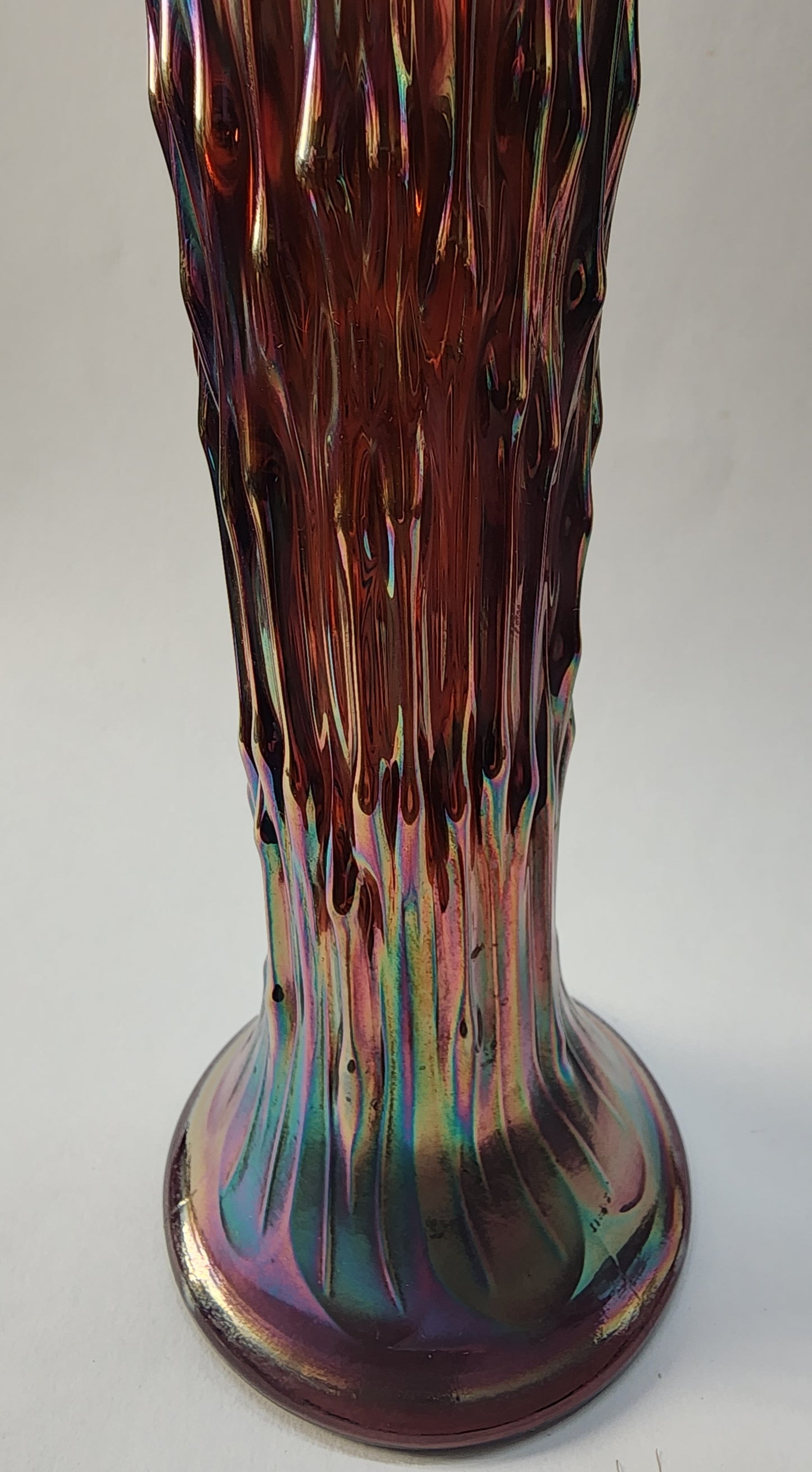 Carnival glass tree trunk vase Irn2