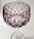 Cut to clear purple glass tall hock