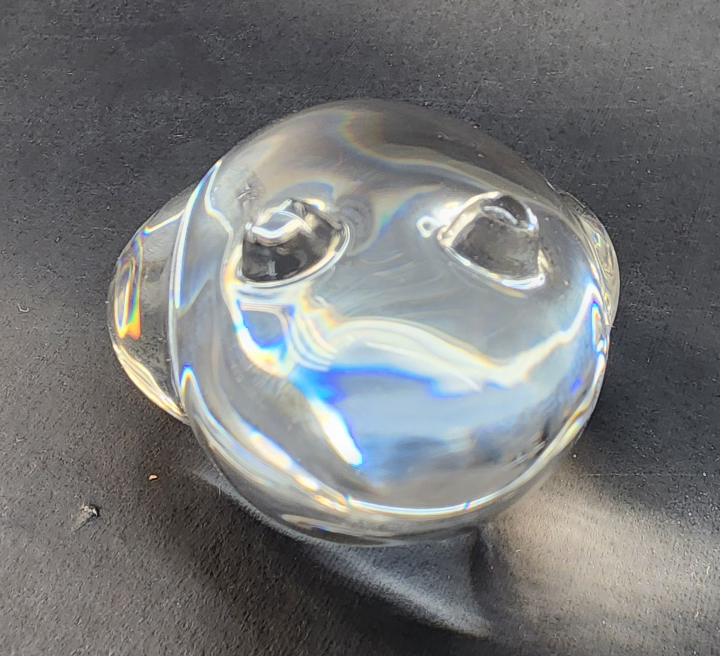 Steuben Signed  Glass frog paperweight
