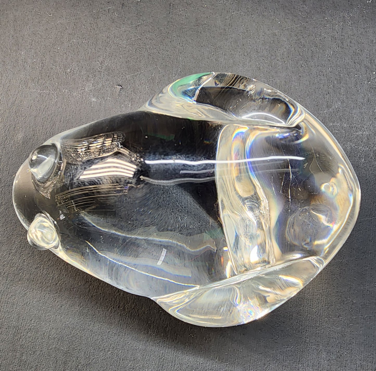 Steuben Signed  Glass frog paperweight