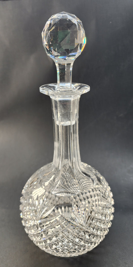 American Brilliant Period Strawberry diamond and fan Cut Glass decanter, Antique  ABP
