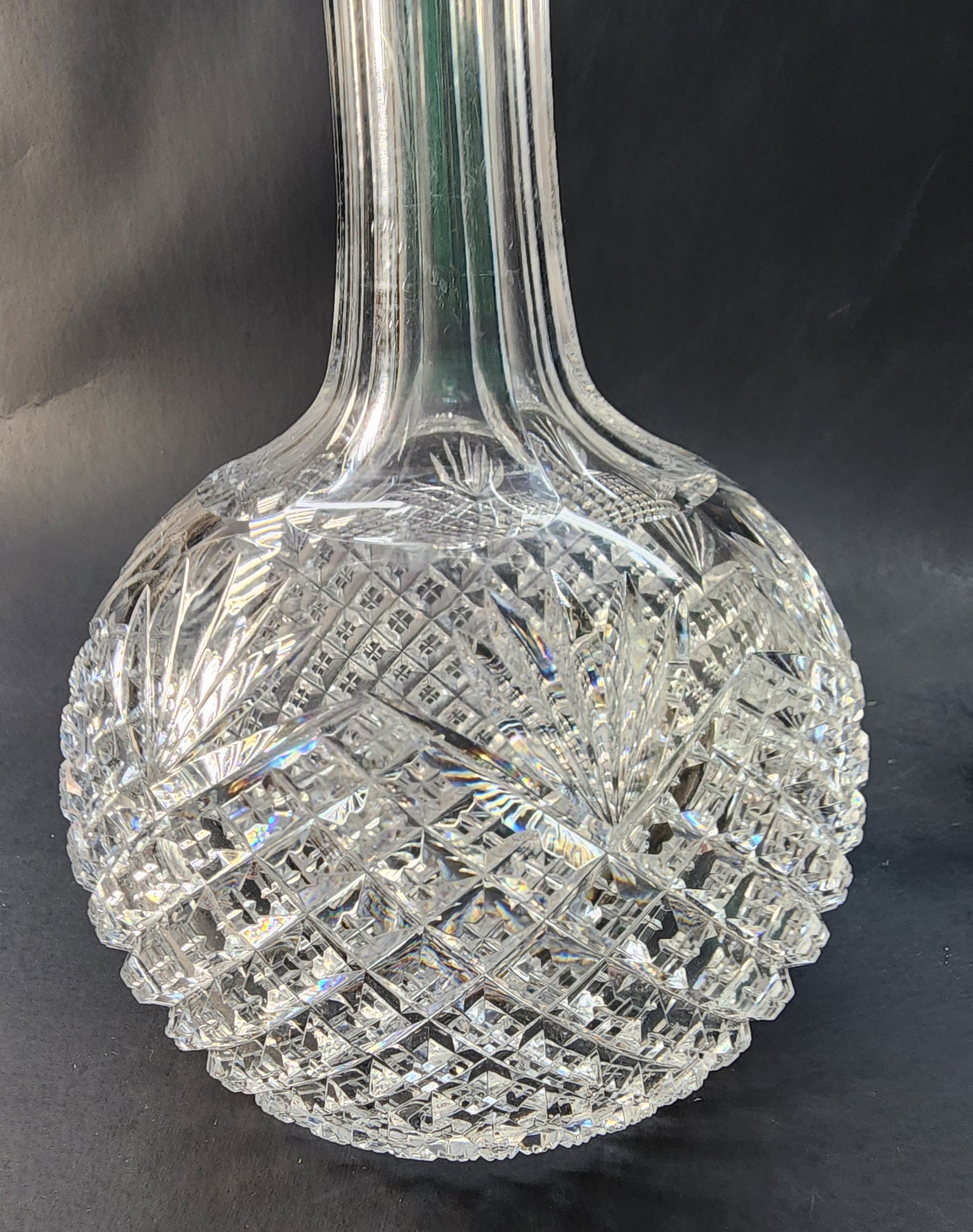 American Brilliant Period Strawberry diamond and fan Cut Glass decanter, Antique  ABP
