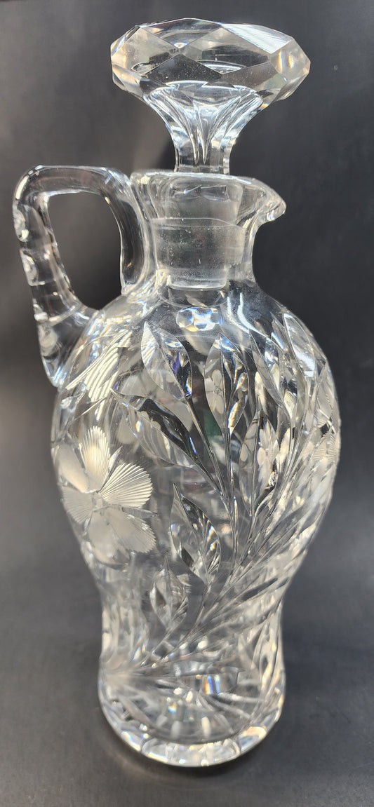 Cut glass handled vintage decanter